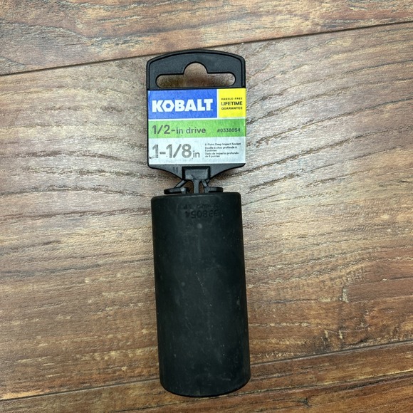 Kobalt 1/2" Drive 6 Point SAE Deep Socket Black 1-1/8 in‎ #338054 NEW w/ Tag - Picture 1 of 4